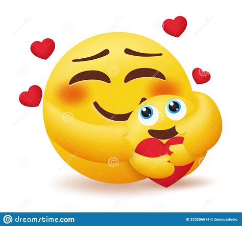 Emoji Care Emoticon Vector Set Emoticons Smiley Characters In Hug Pose