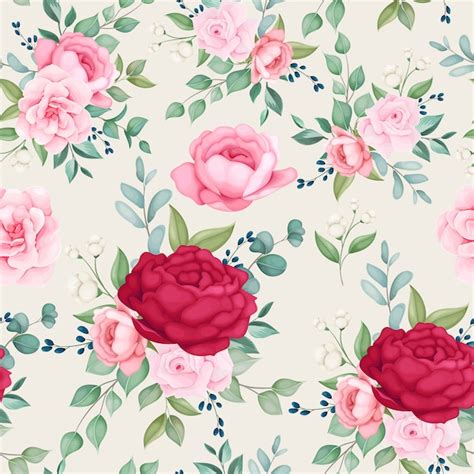 Free Vector Beautiful Seamless Pattern Blooming Floral
