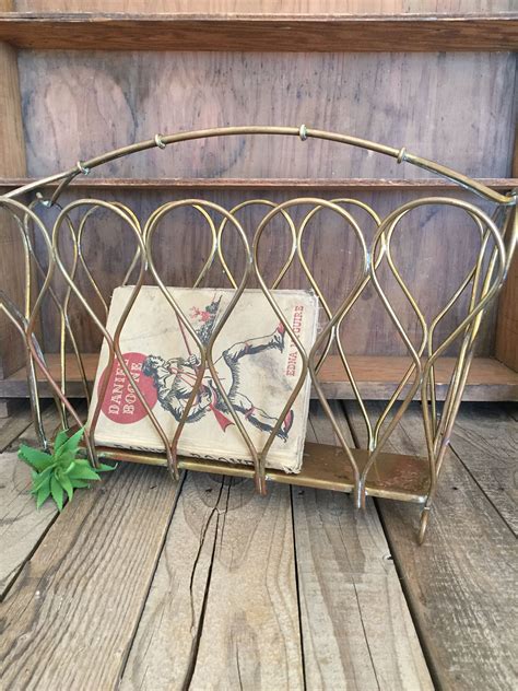 Vintage Brass Metal Magazine Or Book Rackholder Mid Century Etsy