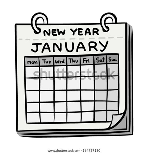 New Year January Calendar Cartoon Vector Stock Vector Royalty Free
