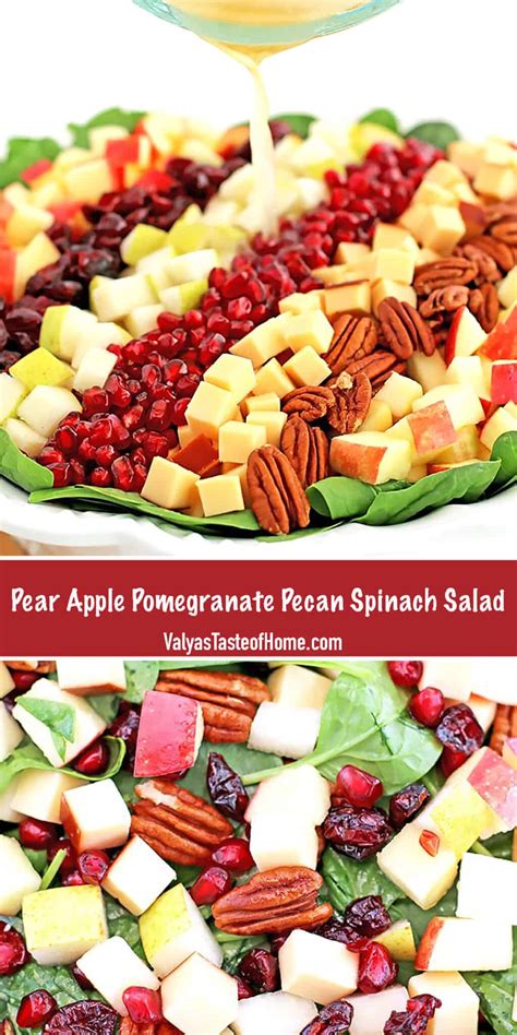 Pear Apple Pomegranate Pecan Spinach Salad Recipe Valyas Taste Of Home