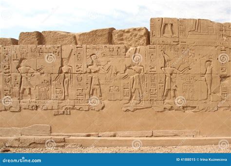 Hieroglyphics On The Wall In The Temple Of Karnak Stock Image Image