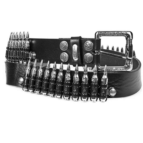 Black Leather Bullets Belt By New Rock The Dark Store