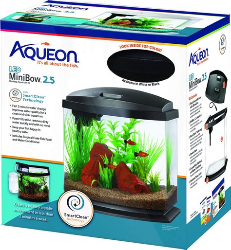 Aqueon Led Minibow Smartclean Fish Aquarium Kit Black 25 Gal