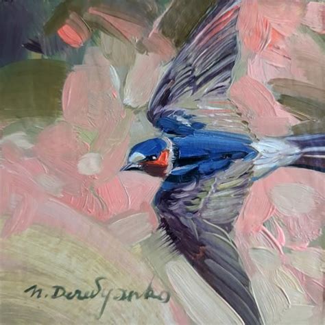 Bird Oil Painting Original Art Birds Painting Birdie Illustration
