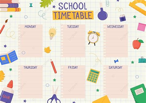 Cute Childish School Timetable Template Download On Pngtree
