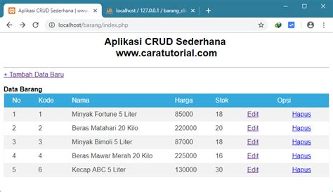 Aplikasi CRUD Sederhana PHP Dan MySQL Caratutorial Com