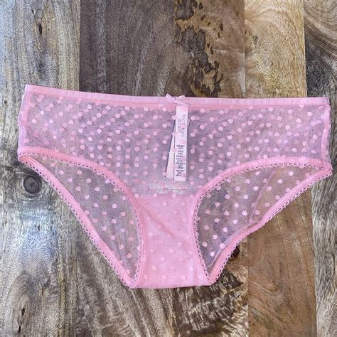New Victorias Secret Pink Sheer Mesh Polka Dot Hiphugger Panty Panties Size Xs Ebay
