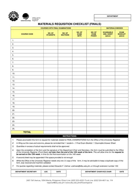 Printable Requisition Forms