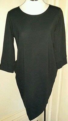 Women With Control QVC 3 4 Sleeve Round Neck Dress Black Large New With