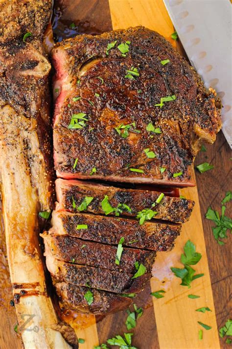 Tomahawk Ribeye Steak Juicy And Tender Recipe Our Zesty Life