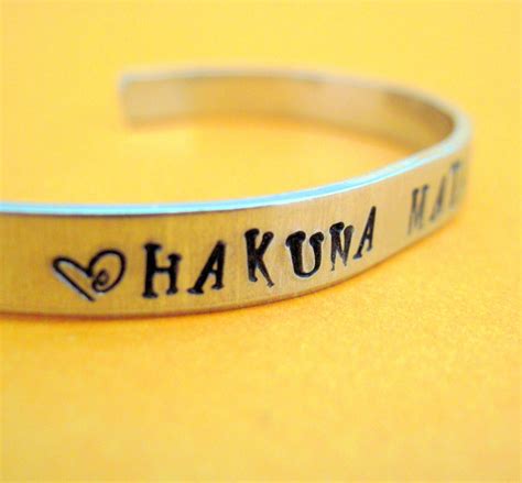 Hakuna Matata Bracelet Hand Stamped Aluminum Cuff Hand