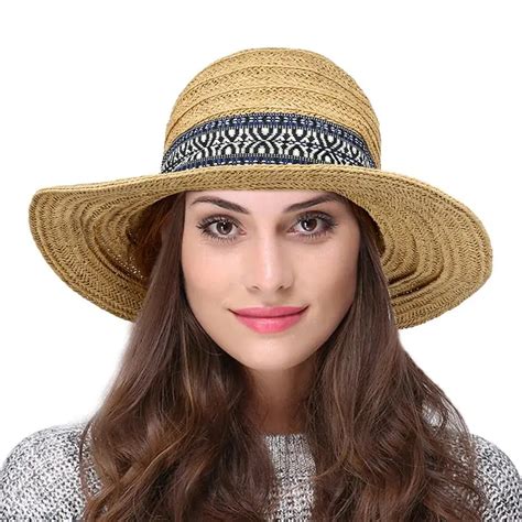 Buy Vbiger Men Women Straw Sun Hat Foldable Wide Brim