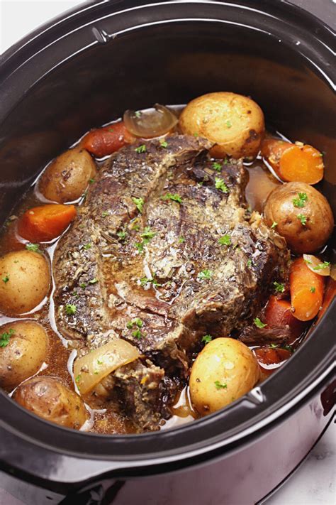 Slow Cooker Beef Roast With Potatoes And Carrots The Toasty Kitchen