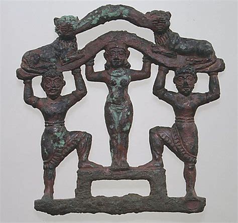 Plaque With A Nude Female Between Two Bearded Males Wearing Kilts
