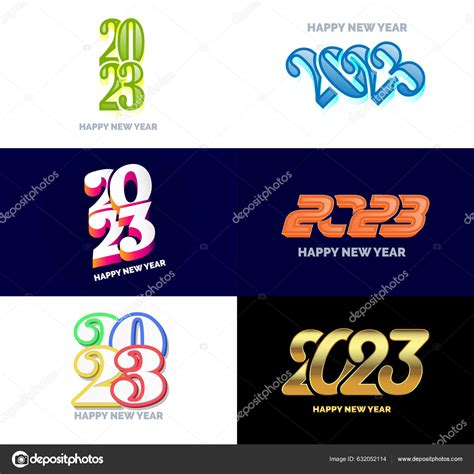 Big Set 2023 Happy New Year Logo Text Design 2023 Stock Vector Image By