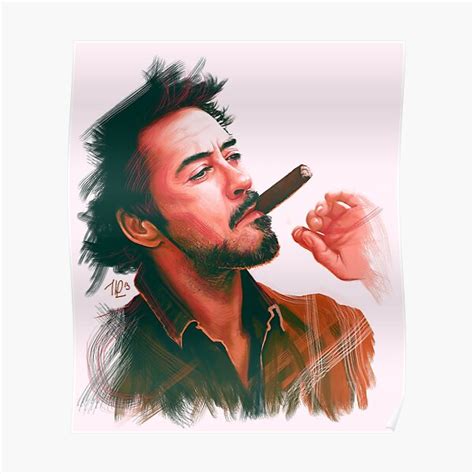 Robert Downey Jr With Cigar Digital Painting Poster By Thubakabra
