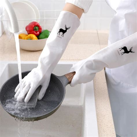 female waterproof rubber latex dishwashing gloves kitchen durable cleaning housework chores