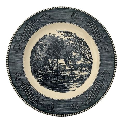 Currier And Ives Dinner Plates 9 Bluewhite 10 Dia Blue Dinner Plates