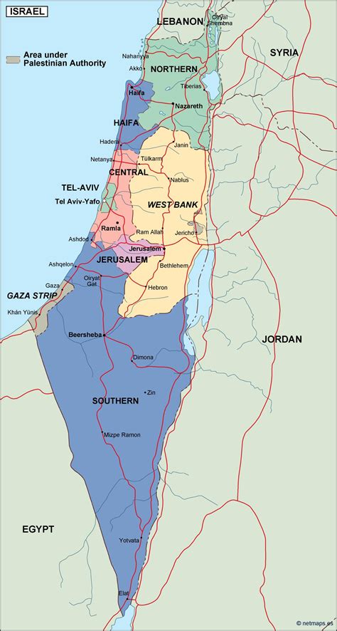 israel political map. Eps Illustrator Map | Vector World Maps