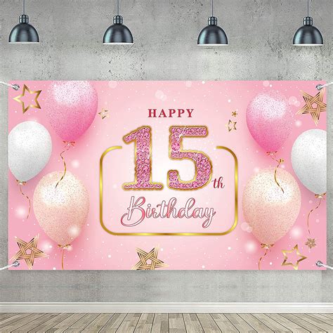 Buy 15th Birthday Backdrop Banner 15th Birthday Decorations For Girls