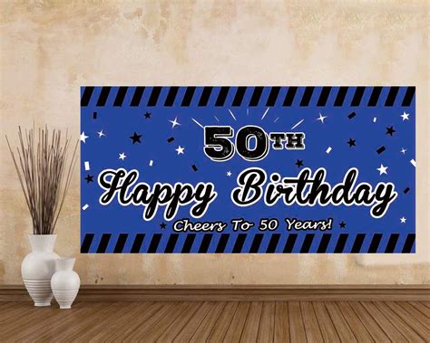 Buy 66 X 33 Ft Birthday Sign Large Blue Happy 50th Birthday Sign