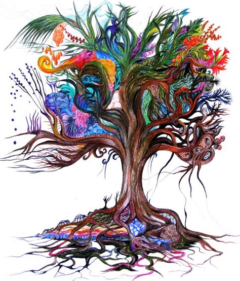 Tree Of Life Colored Pencil Drawing By Bracha Lavee