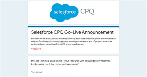 Salesforce Cpq Go Live Announcement
