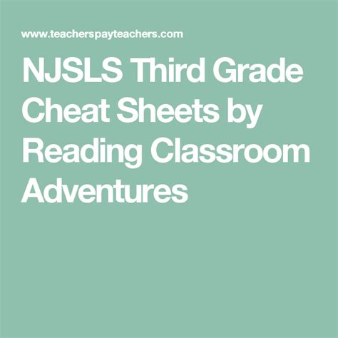 Njsls Third Grade Cheat Sheets By Reading Classroom Adventures