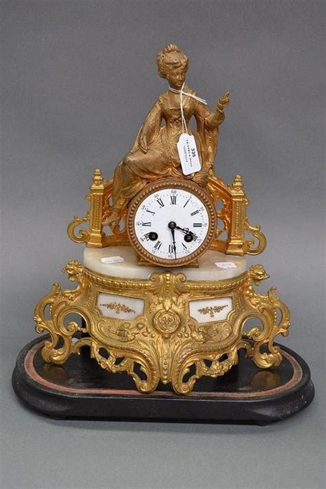 French Figural Mantle Clock With Pendulum And Base Clocks Figural