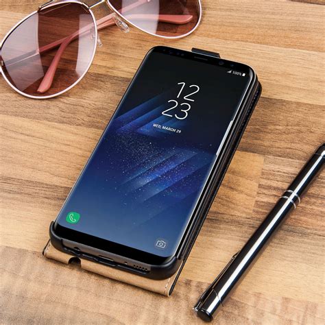 Caseflex Samsung Galaxy S8 Real Leather Flip Case Black