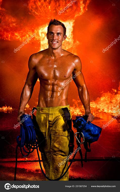 Fireman Calendar Muscle Magazine Sexy Man Stock Photo By Jrstock