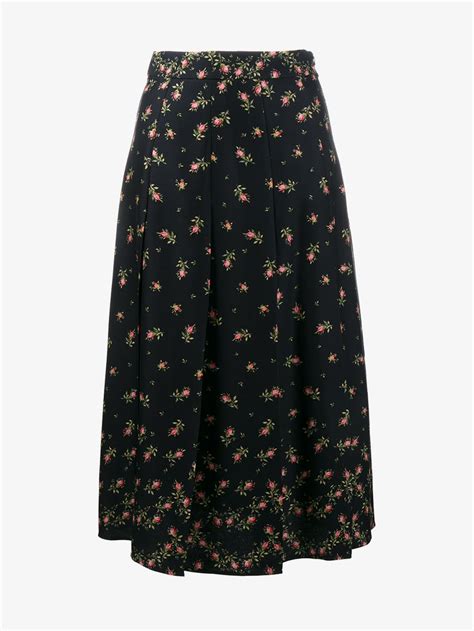 Floral Print A Line Skirt Printed Pleated Skirt Floral Pleated Skirt