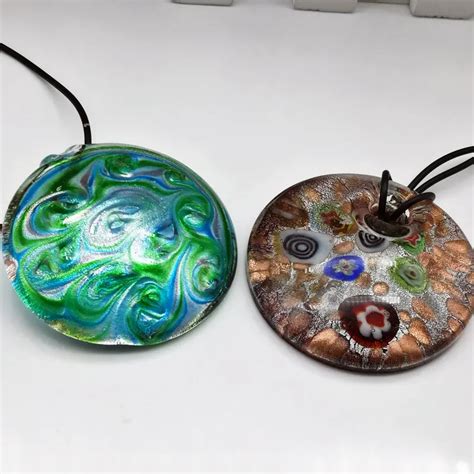 4 Pcs Circular Glass Lampwork Murano Necklace Pendant 50mm Chic In Pendants From Jewelry