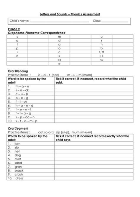 Letters And Sounds Phonics Assessment Sheets By Vanadesse Teaching