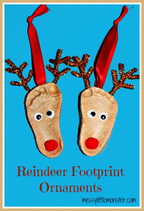 Salt Dough Crafts Reindeer Footprint Ornaments Reindeer Footprint Christmas Crafts Xmas Crafts