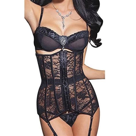 wonder beauty® femme sexy dentelle corset lingerie grande taille underbust boning bustier avec 4