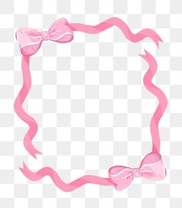 A Pink Ribbon Frame With Bows On It Transparent Background Png And Psd