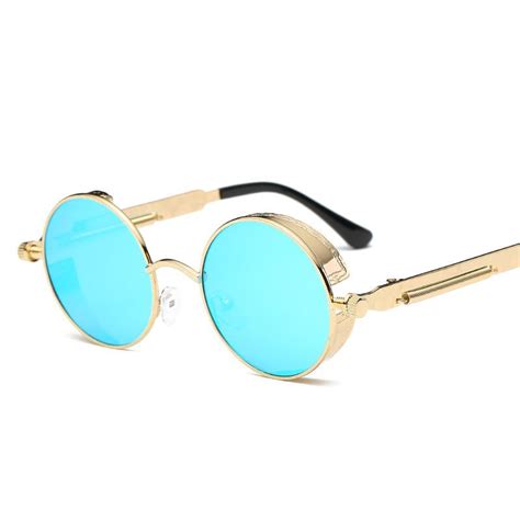 buy round metal sunglasses steampunk men women fashion glasses brand designer retro vintage