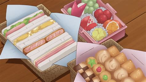 A Bento Of Sandwiches Cookies And Fruit Yama No Susume Season 2