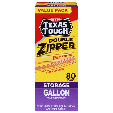 H E B Texas Tough Double Zipper Gallon Storage Bags Shop Storage Bags