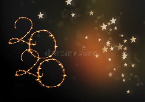 Happy New 2020 Year Elegant Gold Text Of Sparkling Lights Stock Image