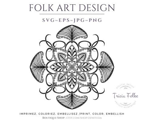 Vector Clipart Folk Art Design In Format Svg Png  Eps To Etsy
