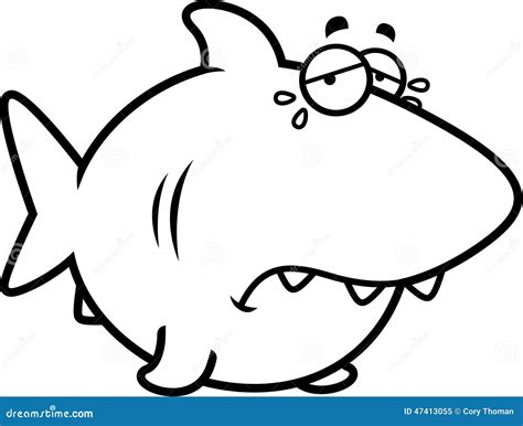 Crying Cartoon Shark Stock Vector Image 47413055