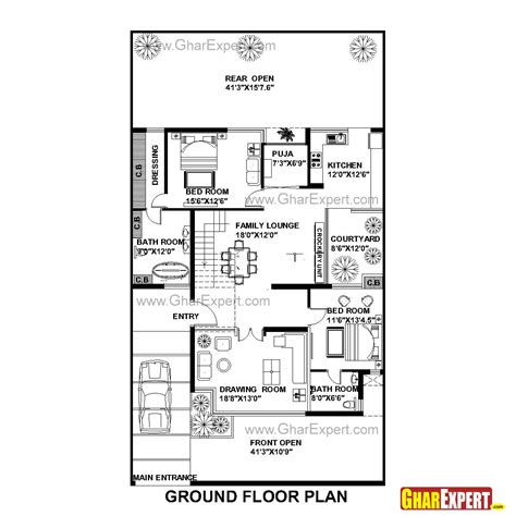 Reproductions of the illustrations or working drawings by any means is strictly prohibited. House Plan for 42 Feet by 75 Feet plot (Plot Size 350 Square Yards) - GharExpert.com