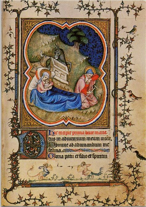 Illuminated Manuscript Nativity Manoscritto Miniato Natività Natale