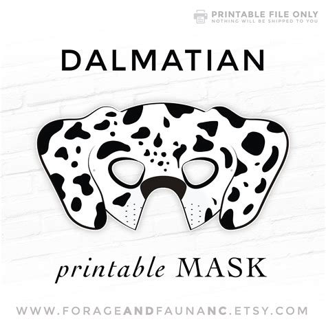 Dalmatian Printable Dog Animal Mask Doggo Puppy Mask Black Etsy