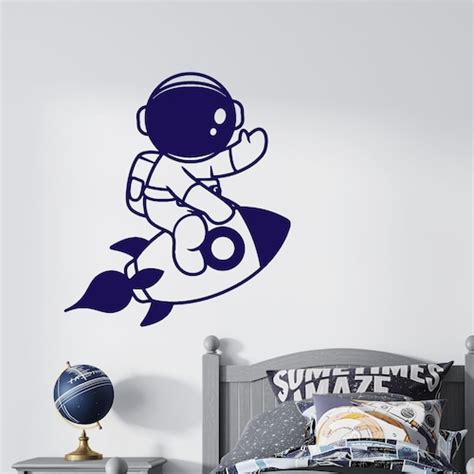 Astronaut Wall Decal Outer Space Wall Decal Custom Name Etsy
