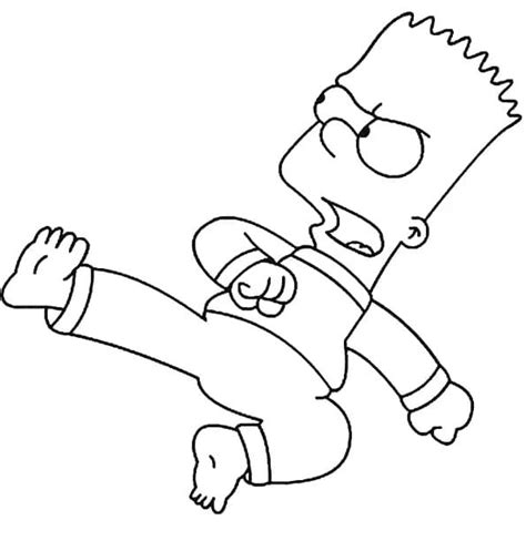 Bart Simpson With Karate Coloring Page Download Print Or Color