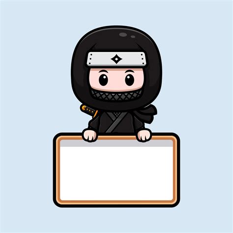 Cute Ninja Mascot Cartoon Icon Kawaii Mascot Character Illustration